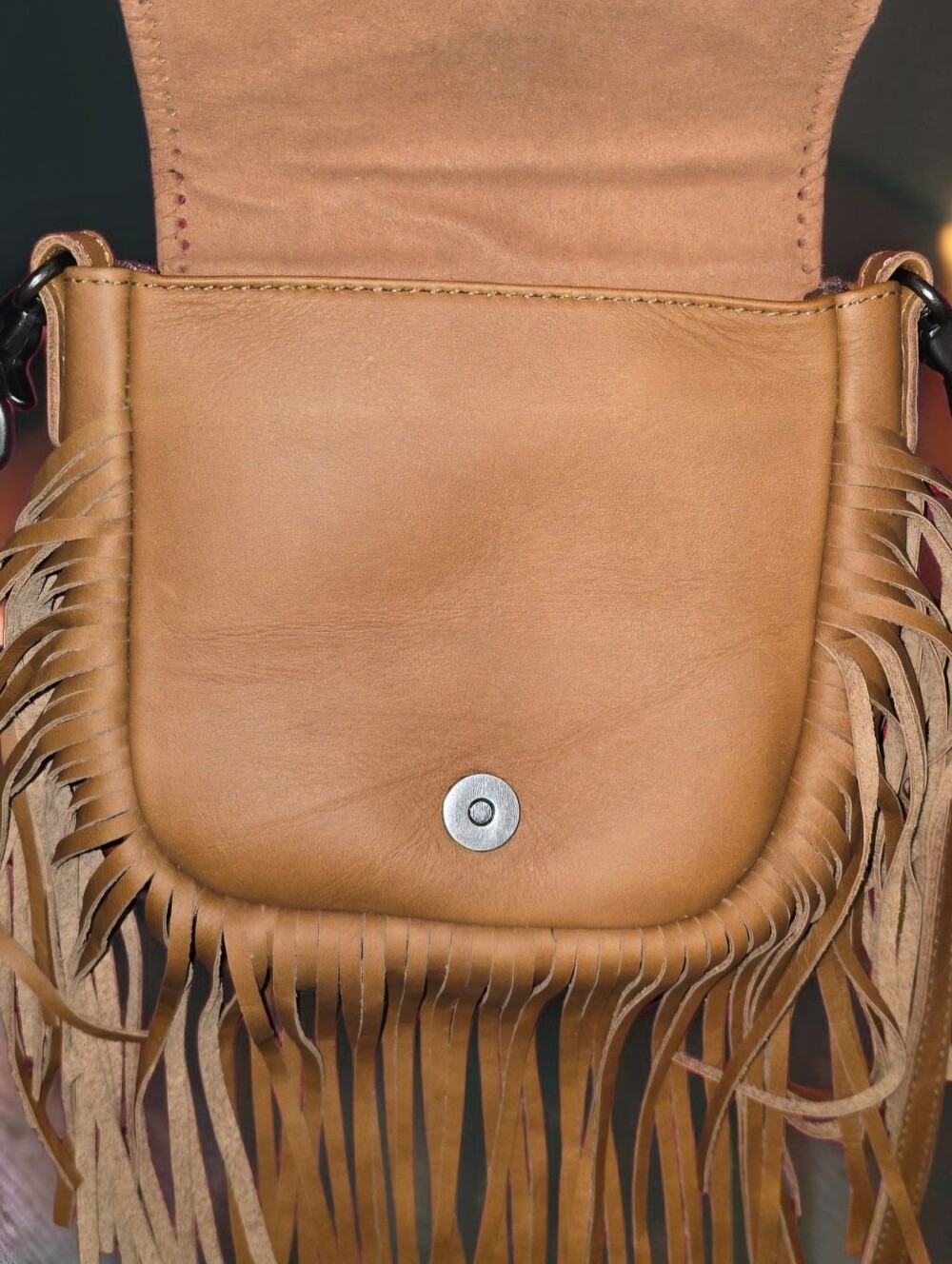 Montana West Genuine Leather Floral Tooled Fringe Crossbody Bag - Picture 12 of 14